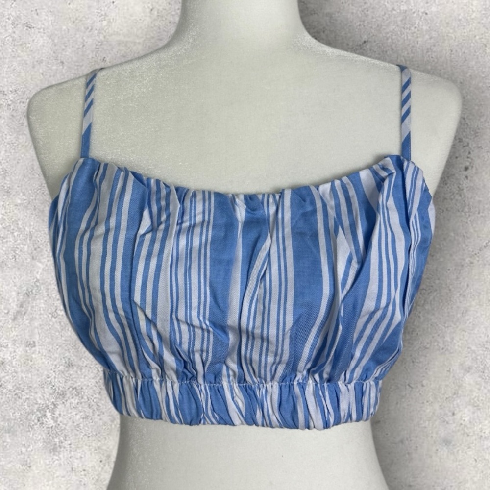 NWT Lemlem Liya Kebede H&M Striped Crop‎ Top Blue White Womens Size Medium Y2K